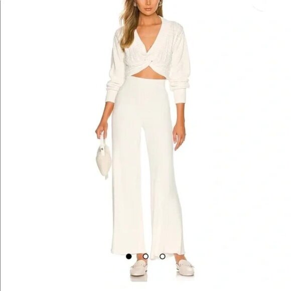 Free People NWT Emilie Crop Cable Knit Twist Sweater In White Whisper XS - Picture 1 of 9